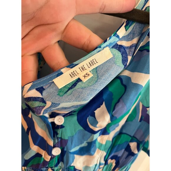 Anthropologie Abel The Label Blue Floral‎ Deep V-neck Maxi Dress Size XS - Picture 3 of 5